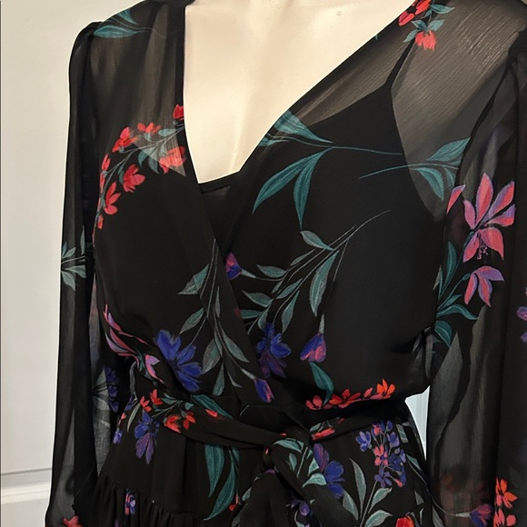 Calvin Klein Black Floral Long Sleeve Dress - Picture 6 of 12